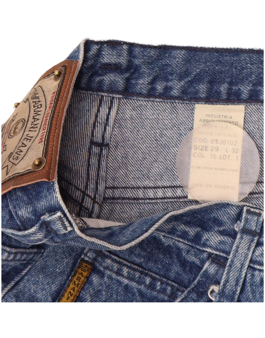 ARMANI Shorts Vaqueros De Talle Alto W29 Azul Medio Algodón