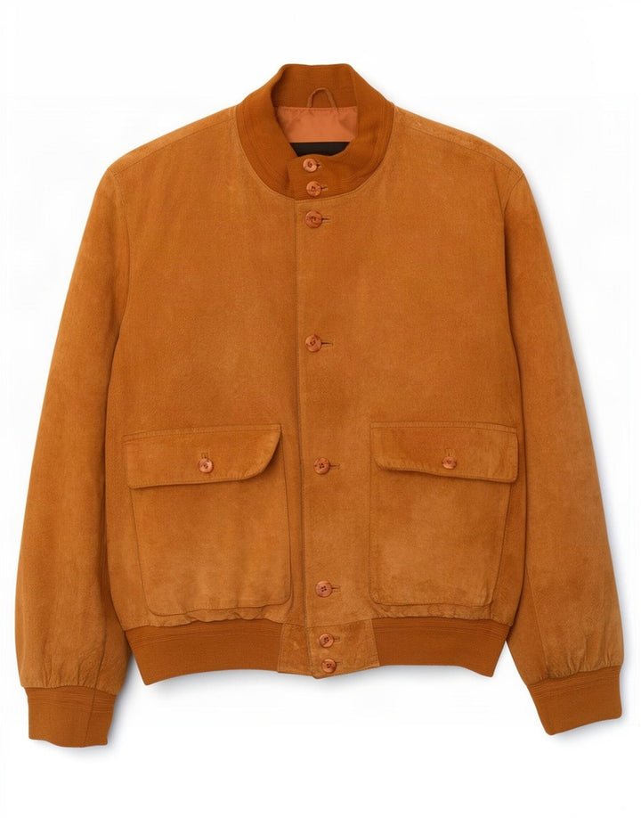 Vintage hombres ante bomber chaqueta IT 54 2XL cuero marrón
