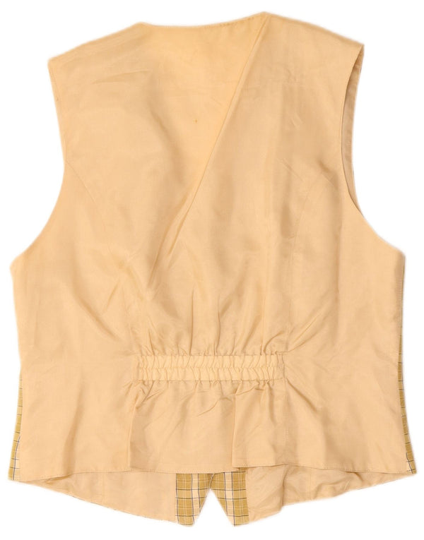 Chaleco vintage para mujer Reino Unido 18 XL Beige Check Viscosa