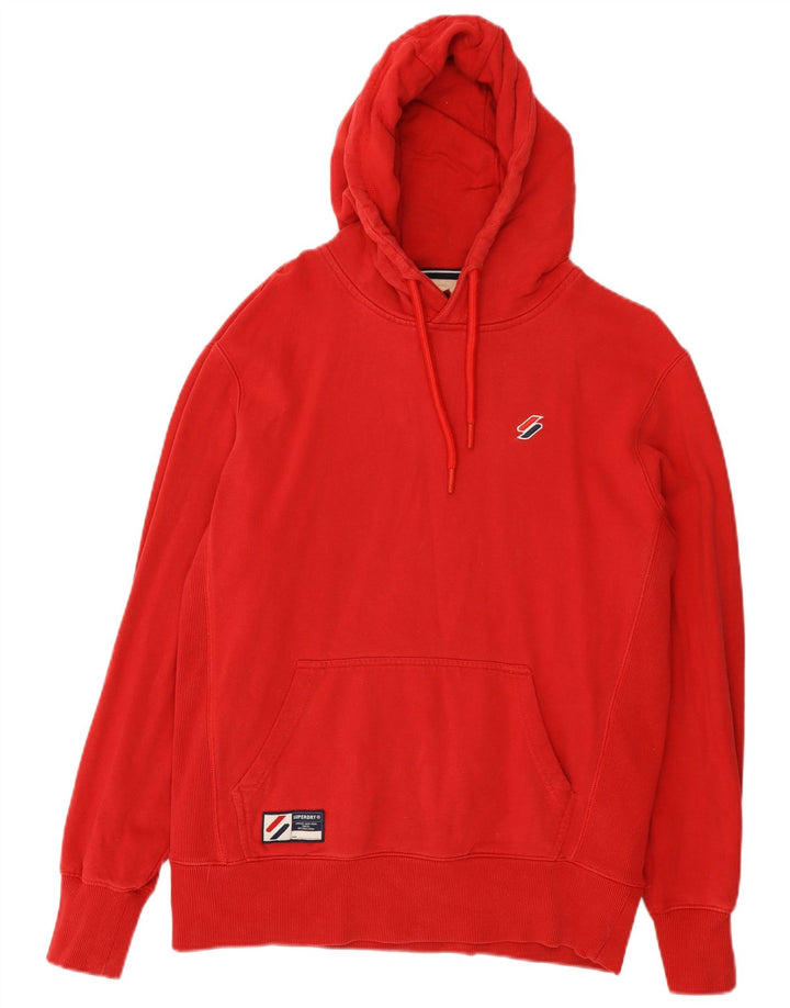 Superdry Jersey con capucha para hombre, color rojo medio, algodón