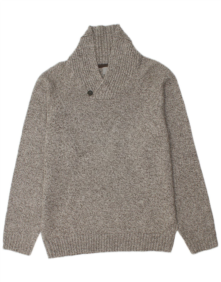 Marks & Spencer Jersey con cuello tipo chal para hombre, color gris medio moteado
