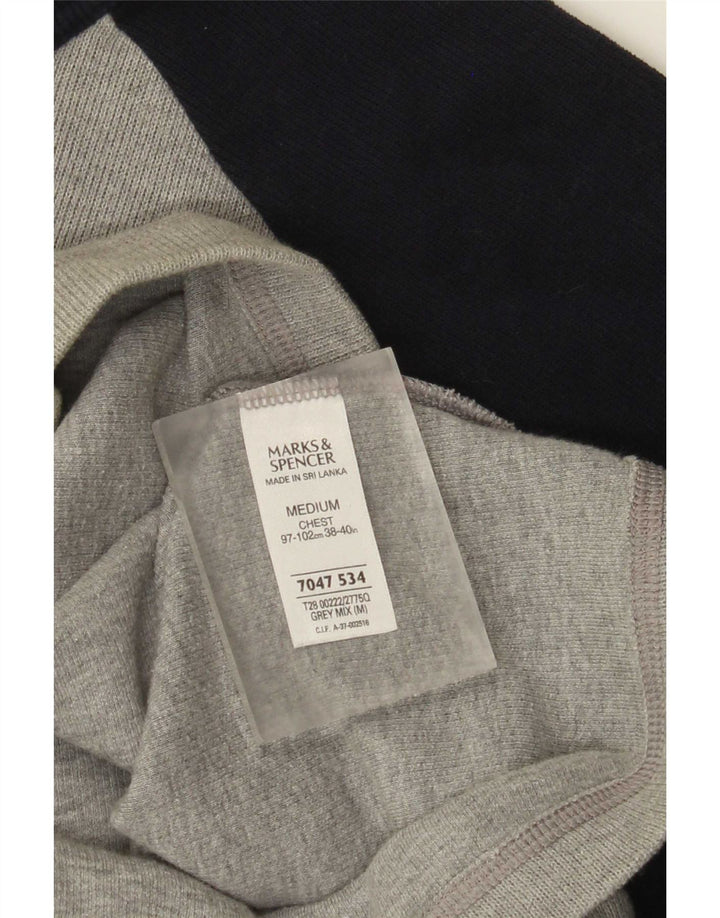 Marks & Spencer - Camiseta de manga larga para hombre, algodón color gris medio