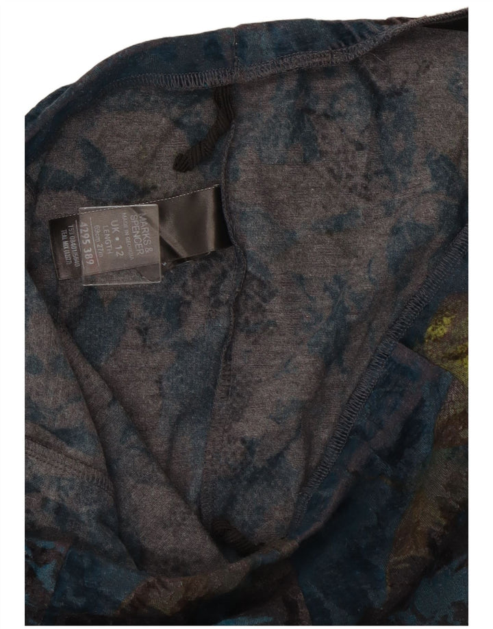 Marks & Spencer Falda acampanada para mujer UK 12 Medium W30 Poliéster floral azul