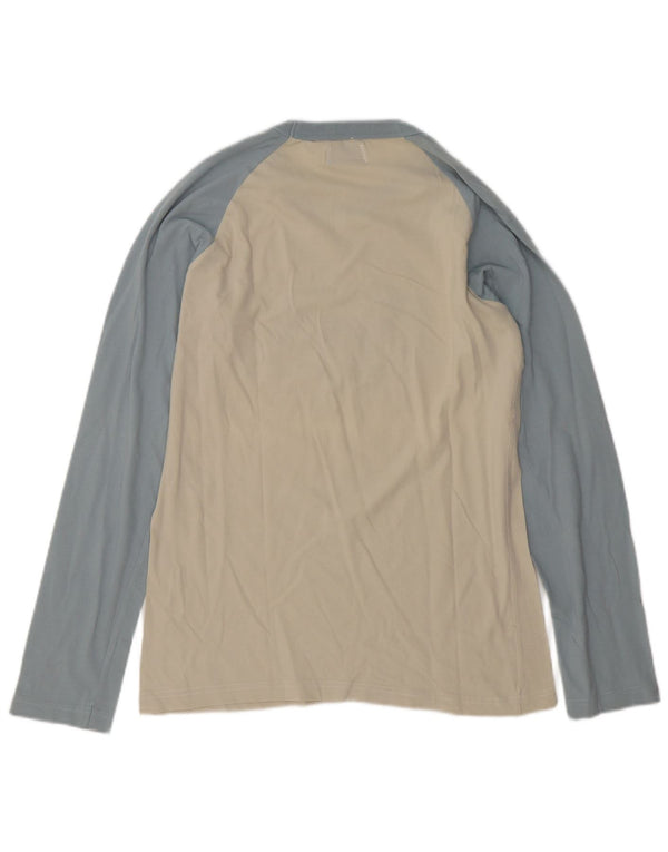 Replay Top gráfico de manga larga de algodón color block en blanco roto medio para hombre