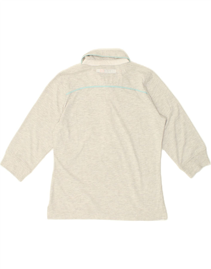 CHAMPION Womens 3/4 Sleeve Polo Shirt UK 12 Medium Grey Cotton | Vintage Champion | Thrift | Second-Hand Champion | Used Clothing | Messina Hembry 