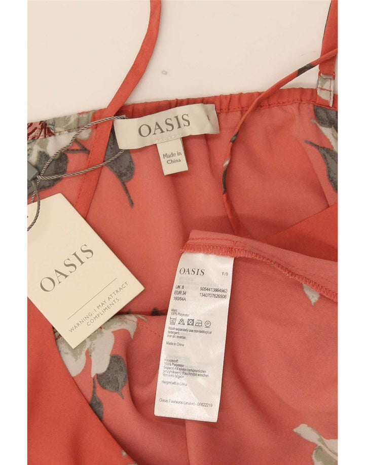 Oasis Top Cami Top Escalonado Para Mujer UK 8 Pequeño Poliéster Floral Rojo