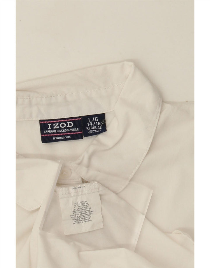IZOD Blusa de manga corta con volantes en la parte delantera para niñas de 14 a 15 años, grande, color blanco