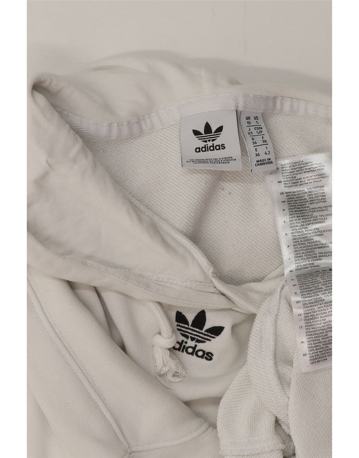ADIDAS Jersey con capucha corta de gran tamaño para mujer UK 10 Small White Cotton