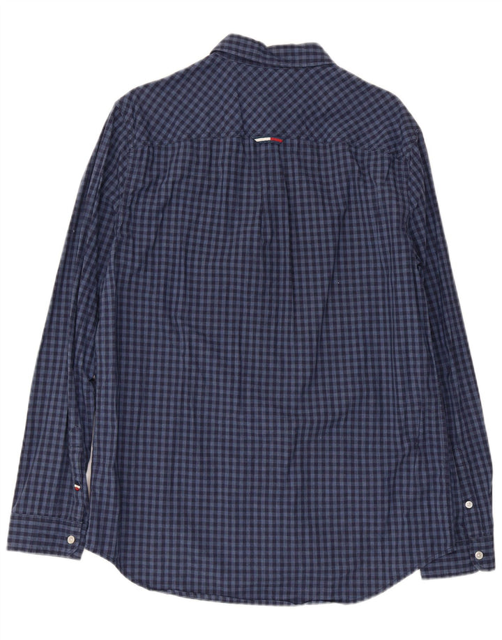 Tommy Hilfiger Camisa de corte regular para hombre de algodón a cuadros azul marino grande