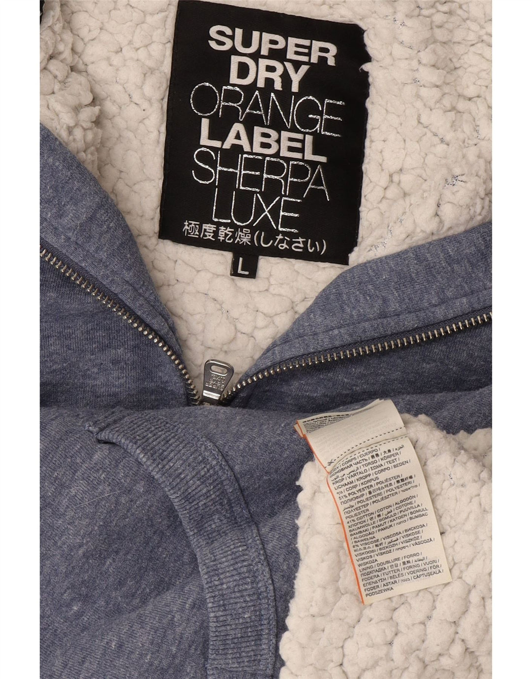 Superdry Suéter con capucha y cremallera para mujer Reino Unido 46 Poliéster azul grande