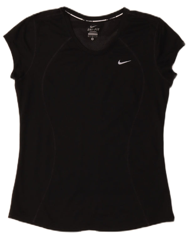 NIKE Womens Dri Fit T-Shirt Top UK 12 Medium Black