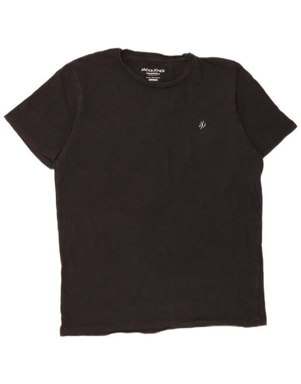 Jack & Jones Hombre Regular Fit Camiseta Top Pequeño Algodón Negro