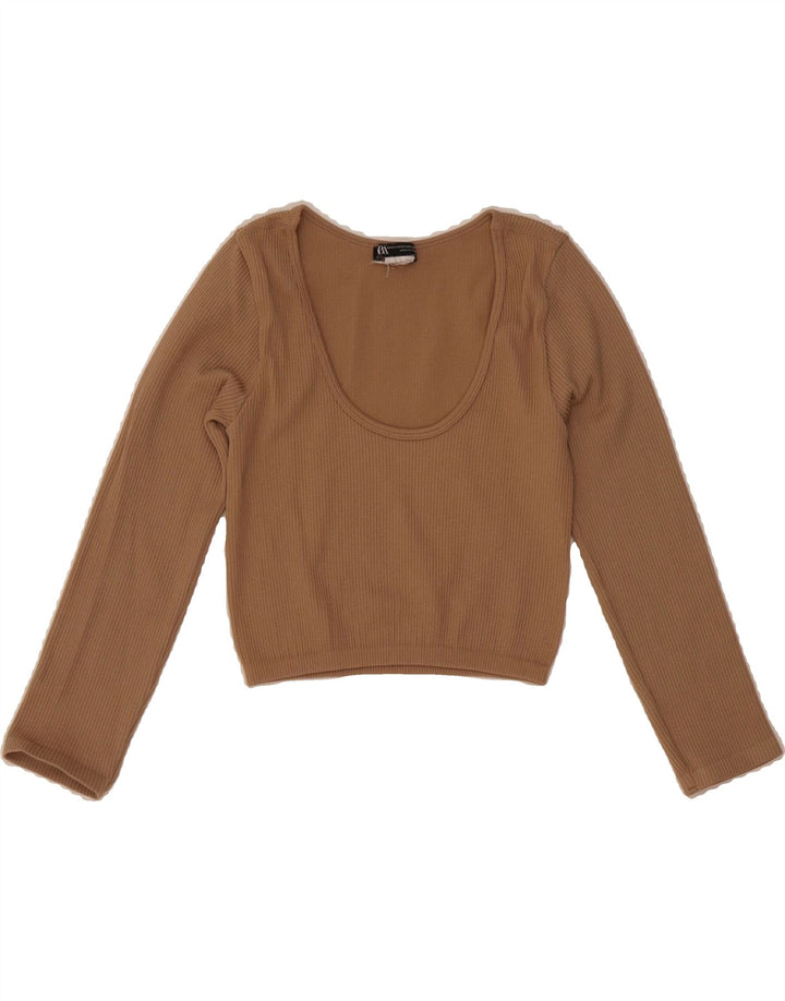 ZARA Womens Crop Top Long Sleeve UK 4 XS Brown Vintage Zara and Second-Hand Zara from Messina Hembry 