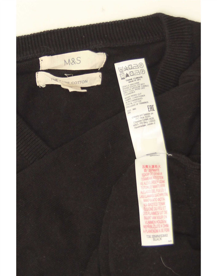 Marks & Spencer - Jersey con cuello en V para hombre, talla mediana, algodón negro