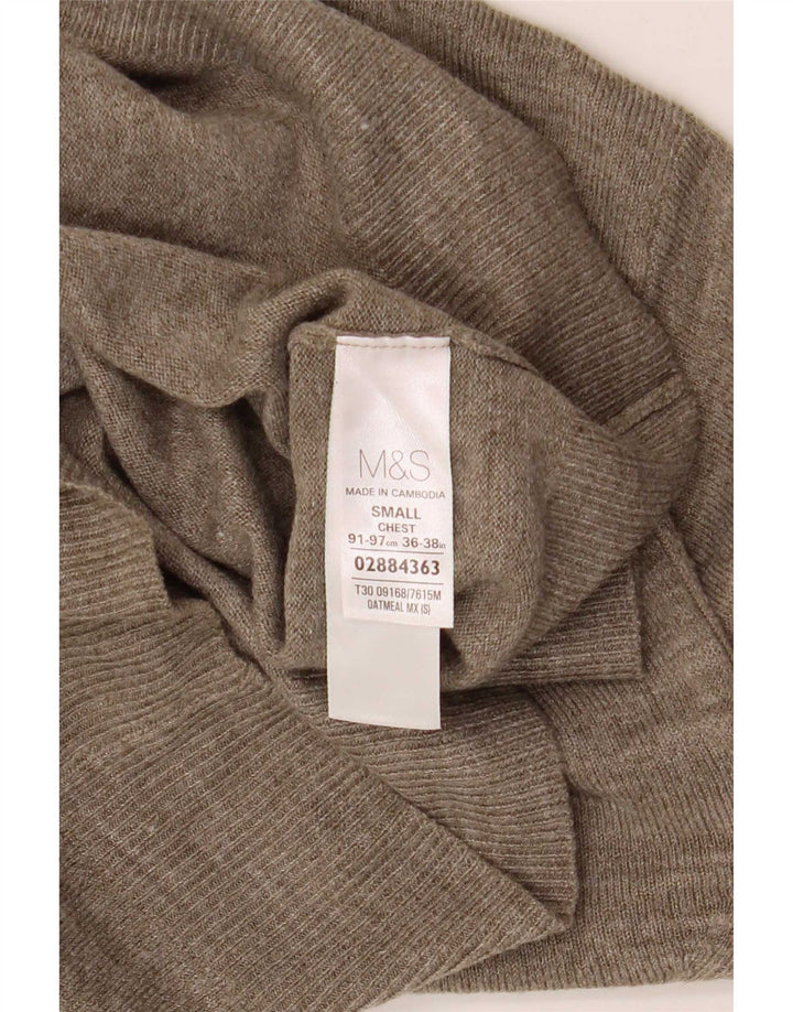 Marks & Spencer Suéter con Cuello en V para Hombre Pequeño Acrílico Moteado Beige
