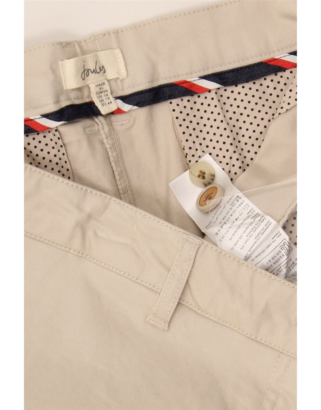JOULES Pantalones cortos ajustados para mujer UK 46 Large W36 L25 Algodón beige