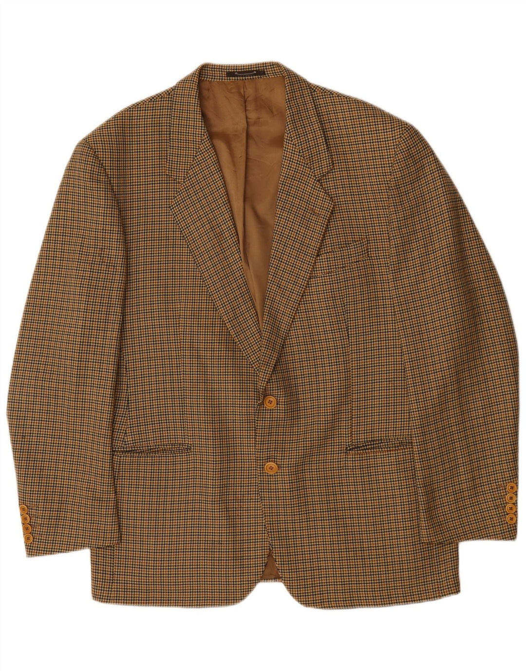 Vintage hombres 2 botones Blazer chaqueta IT 54 2XL marrón pata de gallo lana virgen