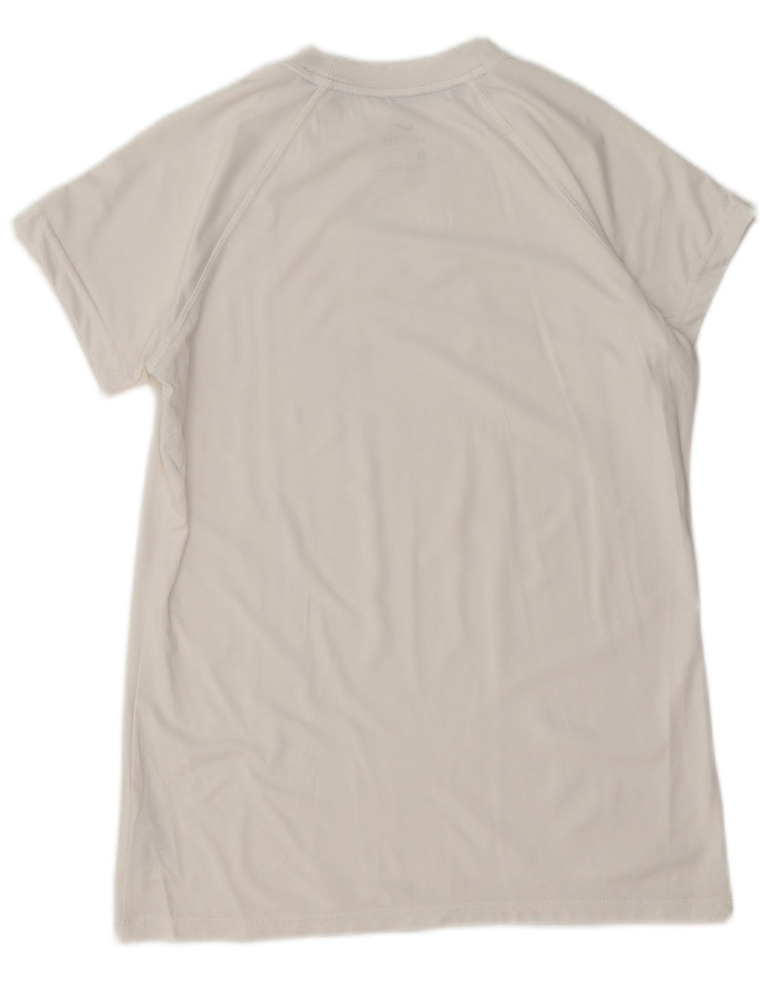 NIKE Mujer Dri Fit Graphic Camiseta Top UK 12 Medio Blanco Poliéster