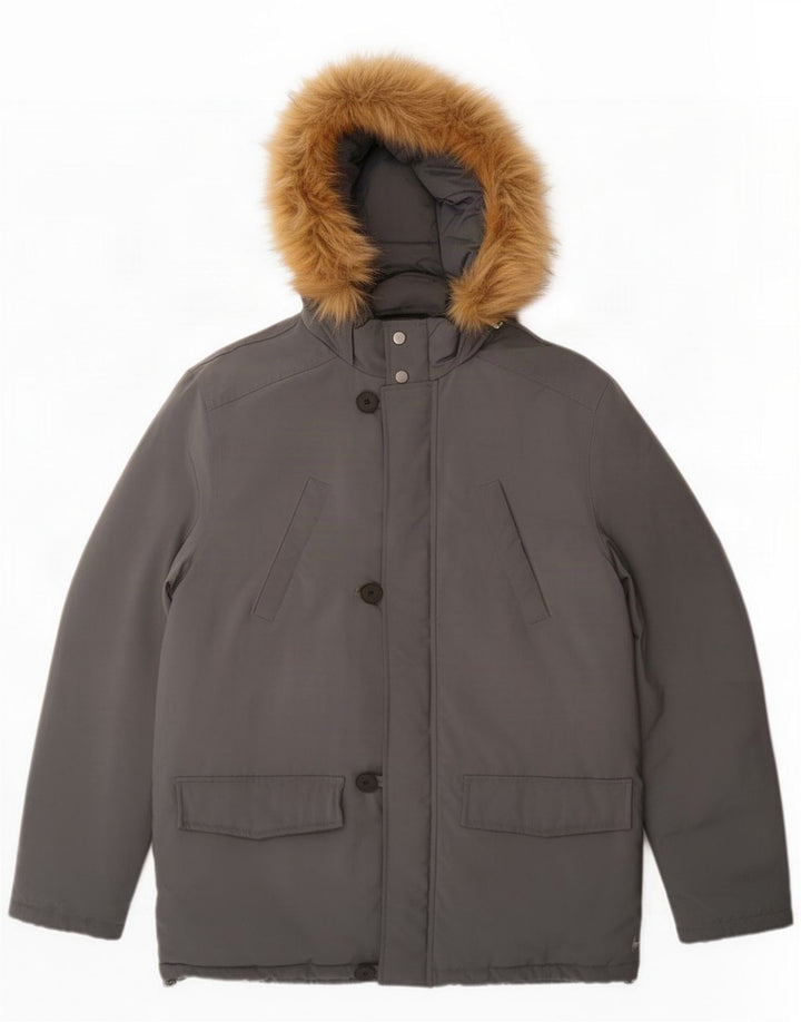 Jack Wills Chaqueta acolchada con capucha para hombre UK 40 Large Grey Poliéster