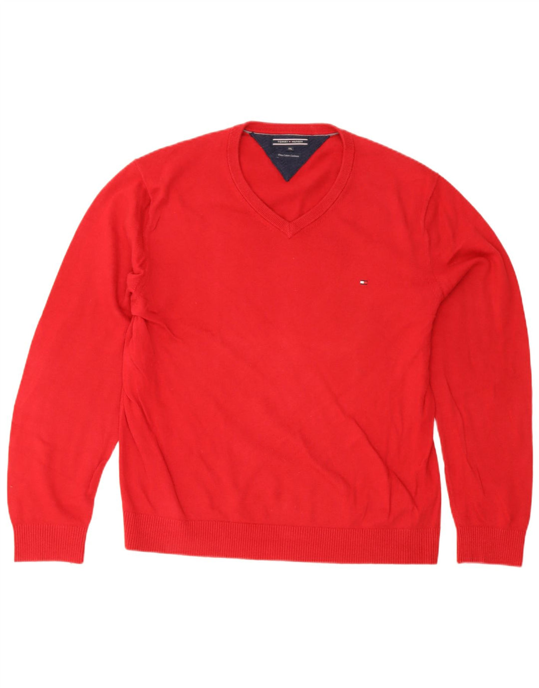 Tommy Hilfiger Suéter con cuello en V para hombre 2XL Algodón rojo