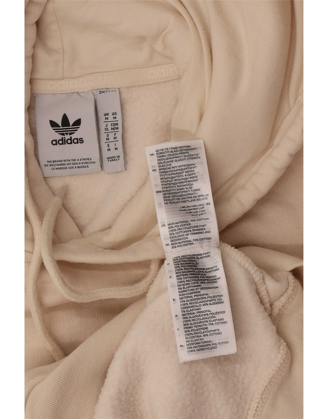 Adidas Hombre Sudadera Con Capucha Jumper Algodón Beige Medio