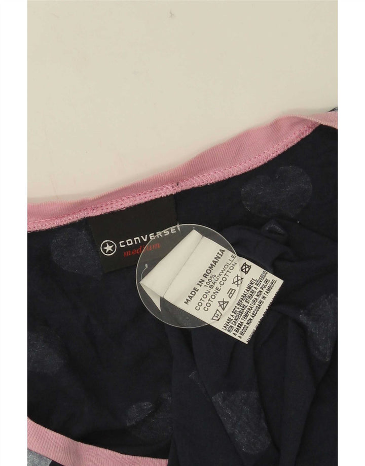 Converse - Camiseta con estampado abstracto para mujer, talla 40, talla mediana, color azul marino