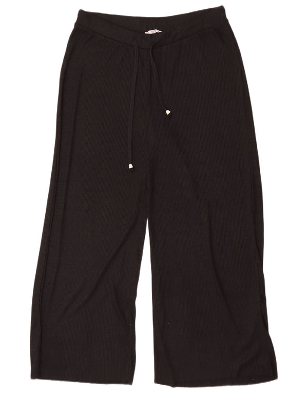 Zara Mujer Pantalones De Chándal De Pernera Ancha ES 40 XL Negro