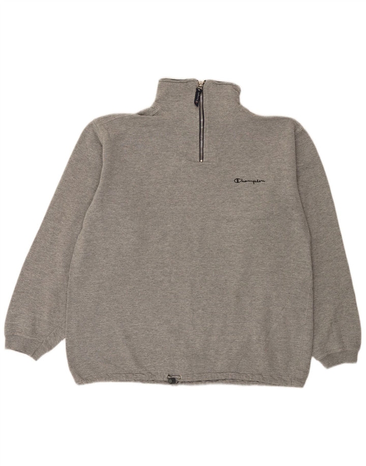 CHAMPION Sudadera con cuello y cremallera para hombre Jumper Large Grey Cotton
