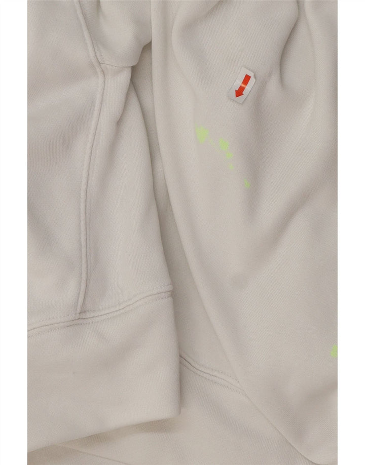 ADIDAS Jersey con capucha corta de gran tamaño para mujer UK 10 Small White Cotton