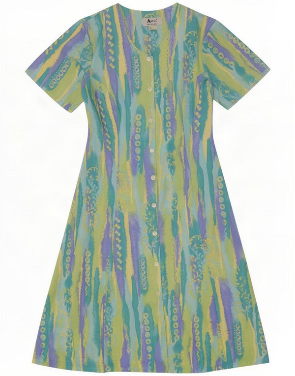 Vintage Womens A-Line Dress UK 16 large Multicoloured Tie Dye Polyester