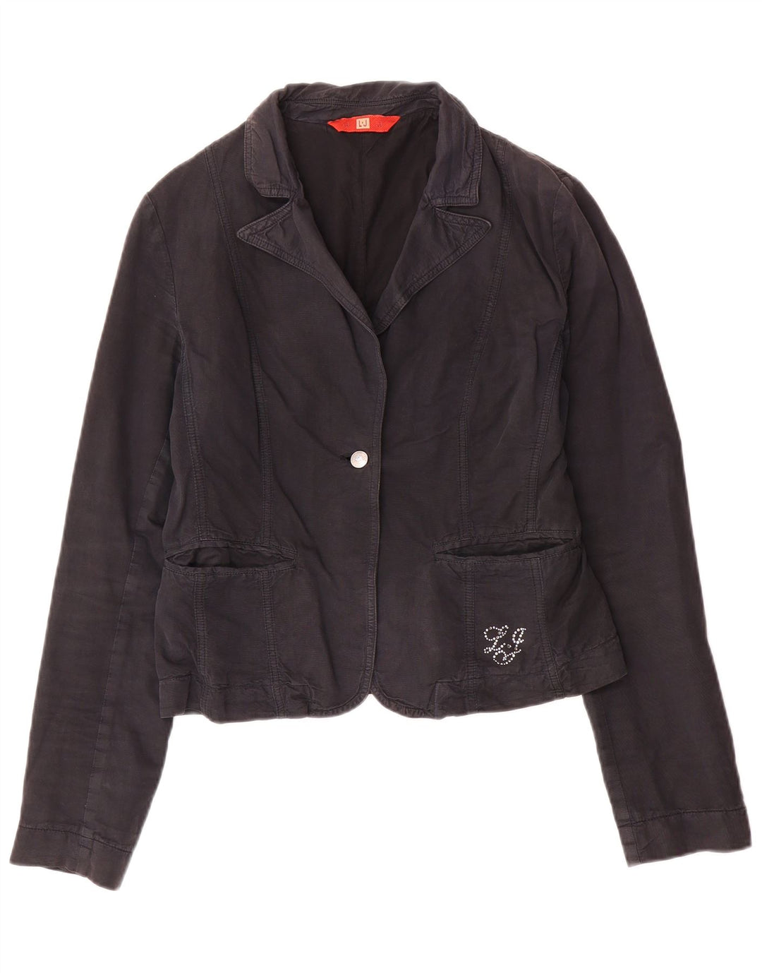 Liu Jo Chaqueta Blazer De 1 Botón Para Mujer IT 46 Grande Algodón Azul Marino