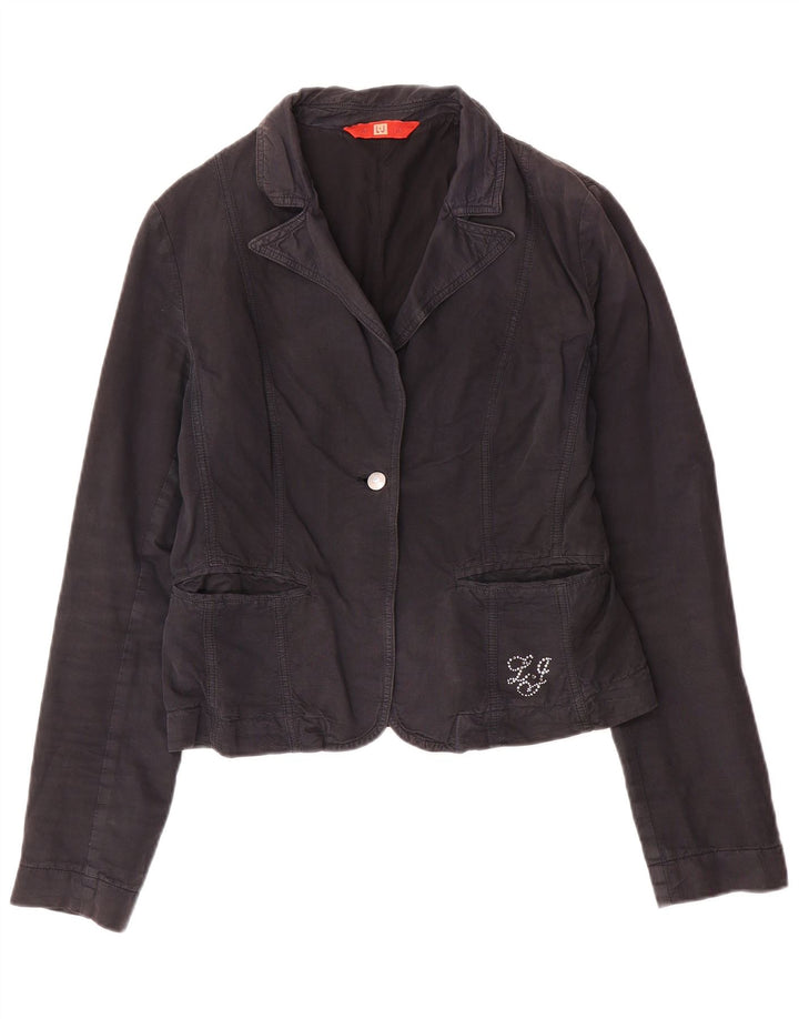 Liu Jo Chaqueta Blazer De 1 Botón Para Mujer IT 46 Grande Algodón Azul Marino
