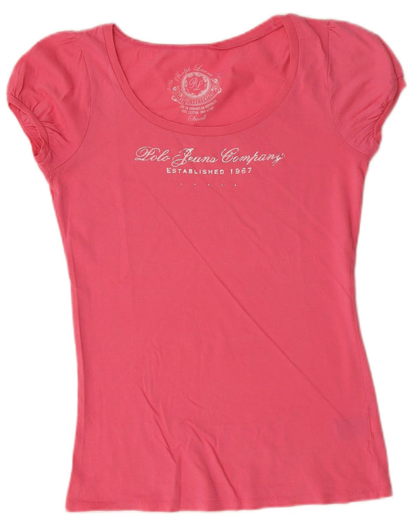 Ralph Lauren Camiseta gráfica para mujer Top UK 10 Small Pink Cotton