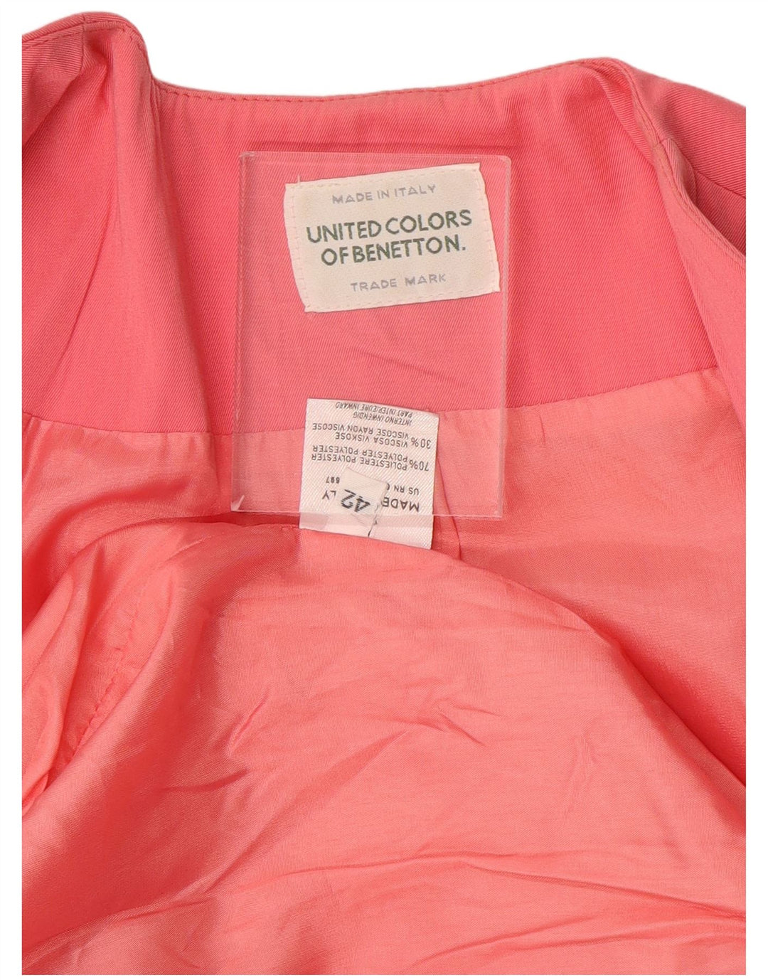 BENETTON Chaqueta Blazer De 1 Botón Para Mujer IT 42 Poliéster Rosa Medio