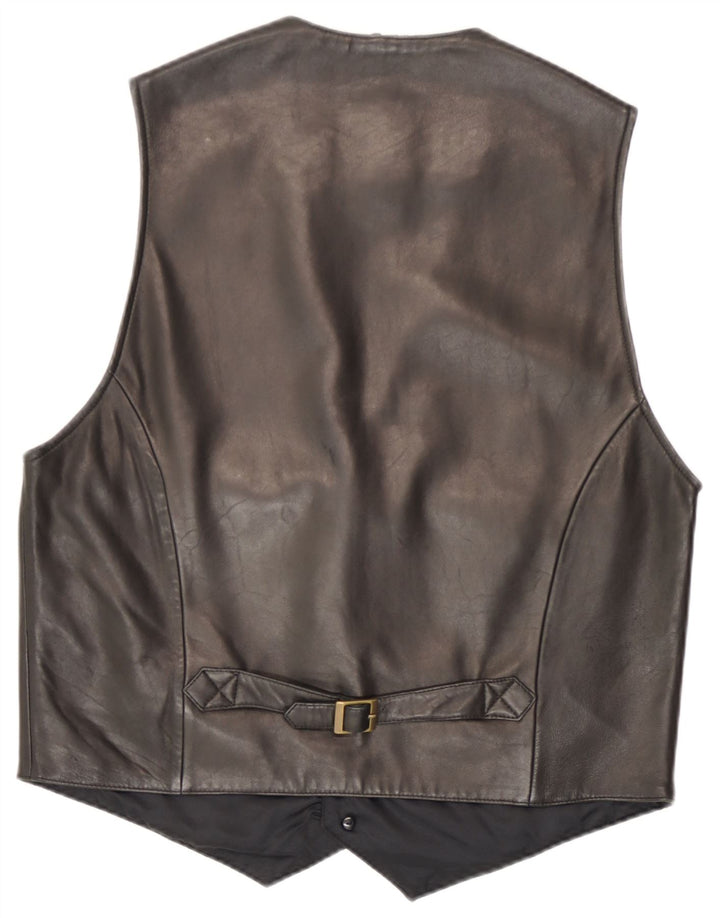 Trapper Chaleco de cuero para hombre IT 48 Cuero negro mediano