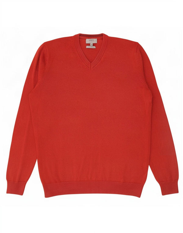 Marks & Spencer Suéter con cuello en V para hombre Algodón rojo medio
