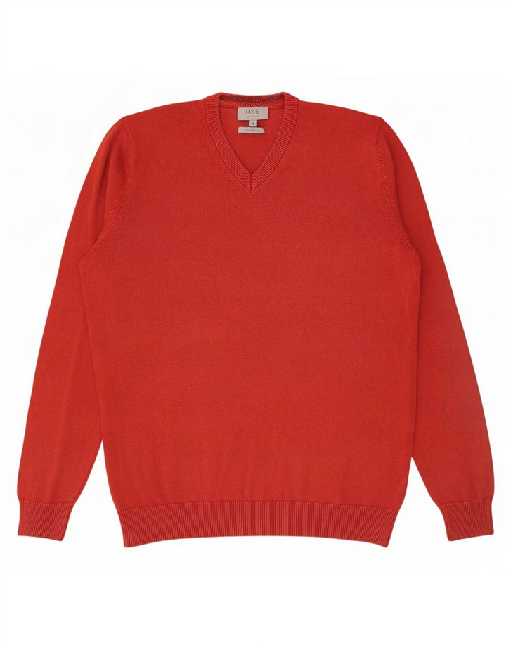 Marks & Spencer Suéter con cuello en V para hombre Algodón rojo medio