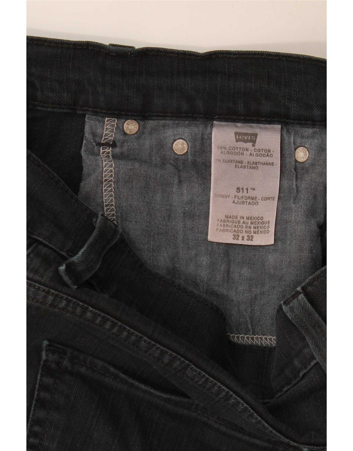 Levi's Hombre 511 Slim Jeans W32 L30 Algodón Negro