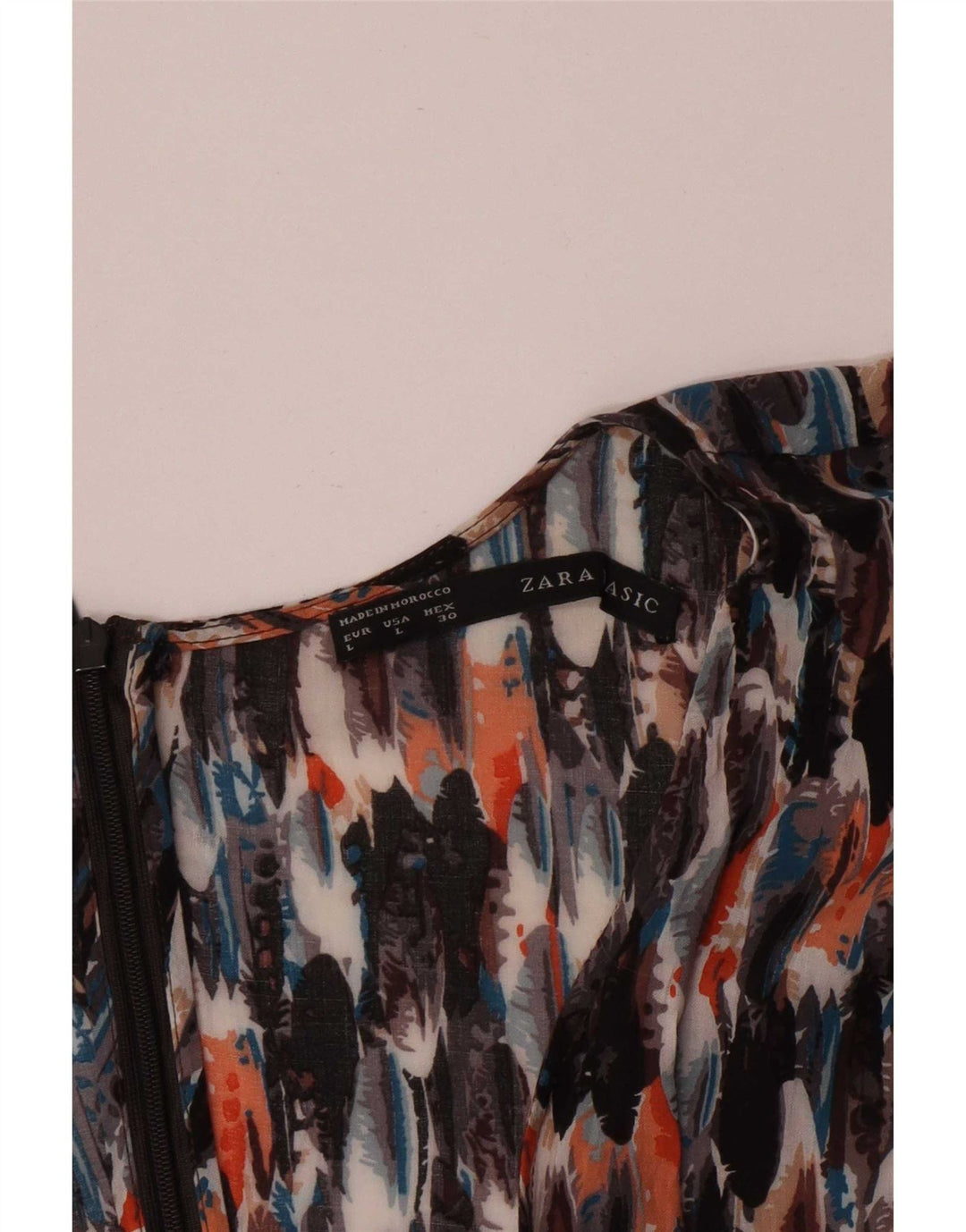 Zara Top tipo túnica con manga 3/4 y estampado abstracto para mujer, talla 40, talla grande, multicolor