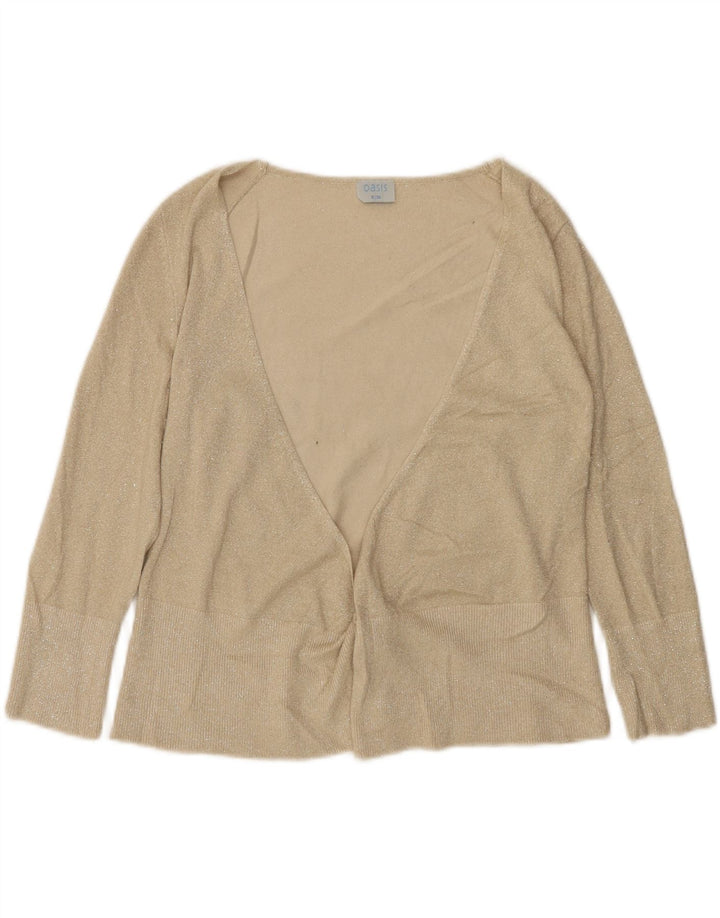 Oasis Suéter tipo cárdigan abierto para mujer UK 10 Small Viscosa beige