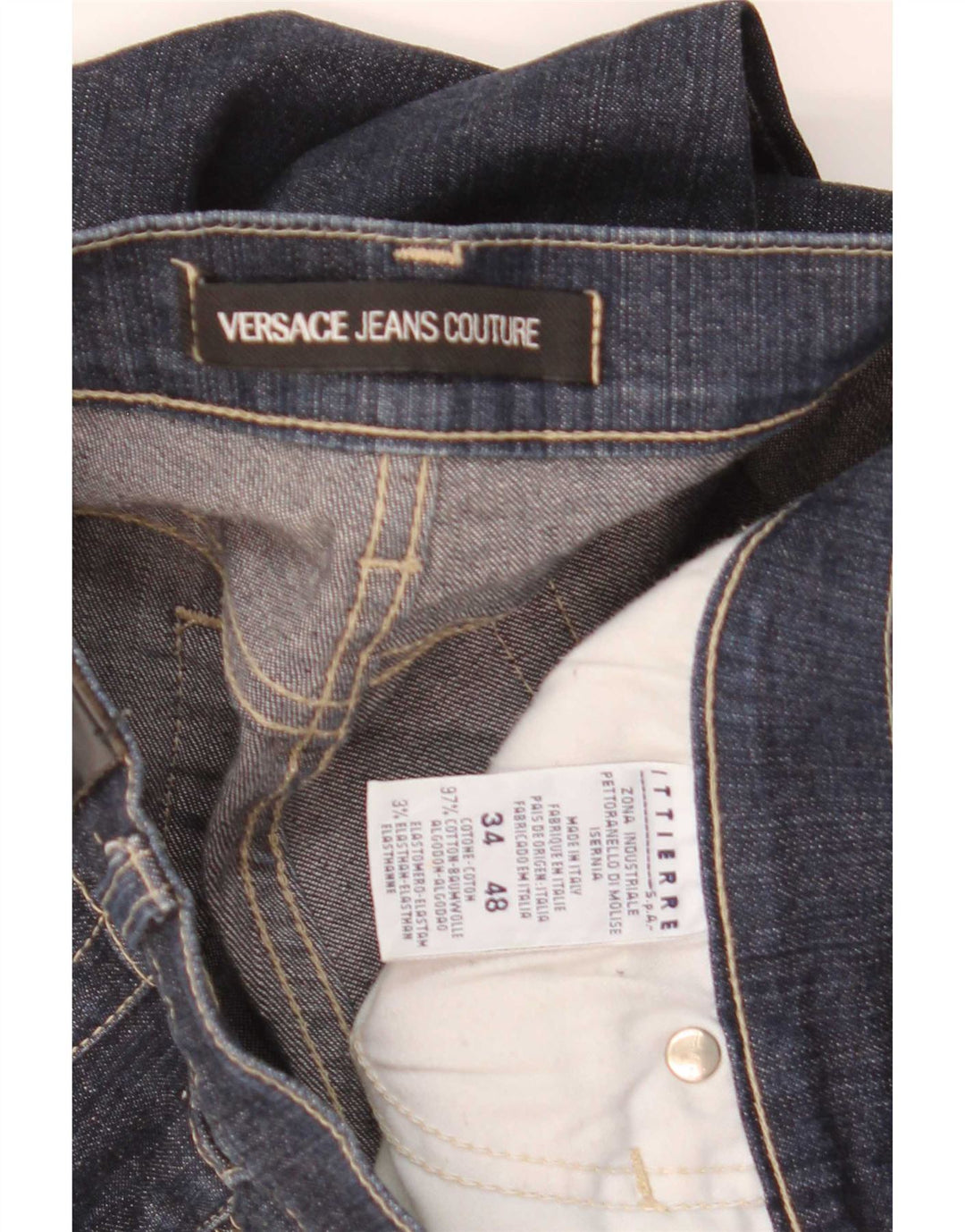 Versace Vaqueros rectos Ittierre W34 L30 Algodón azul marino