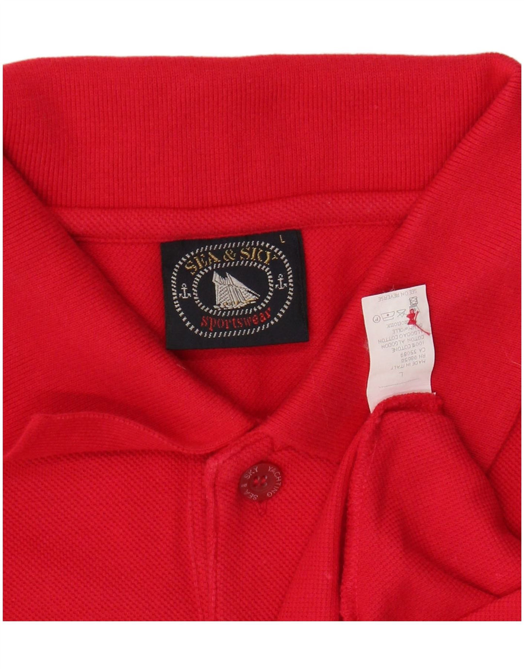 SEA & SKY Mens Polo Shirt Large Red Cotton
