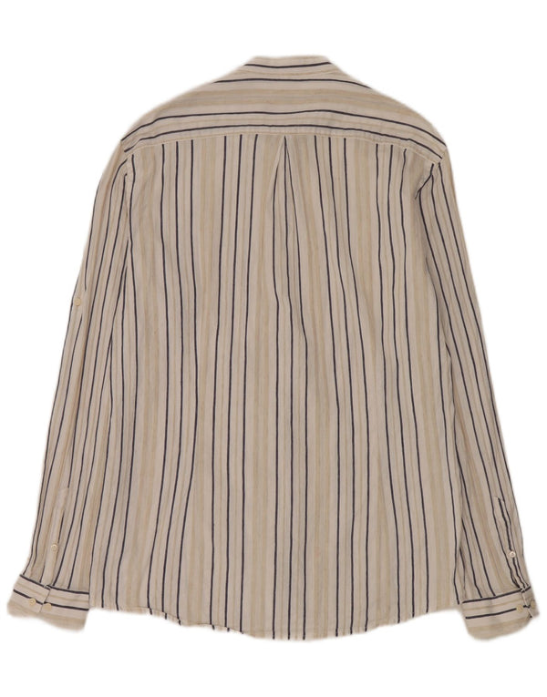 Camisa Carrera Regular Fit para hombre de lino a rayas blancas grandes