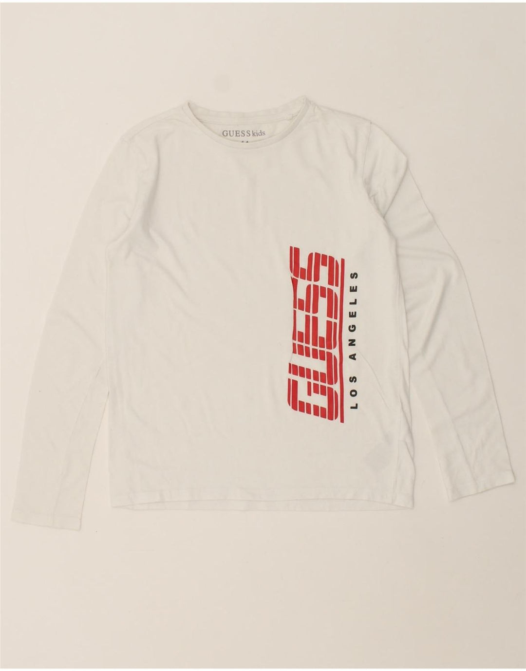 GUESS Boys Graphic Top Long Sleeve 13-14 Years White Cotton Vintage Guess and Second-Hand Guess from Messina Hembry 