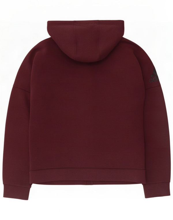Suéter con capucha y cremallera Adidas para mujer UK 10 Small Borgoña Algodón