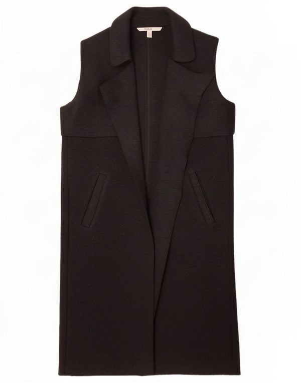 Zara Mujer Trafaluc Abrigo Abierto Sin Mangas UK 44 Mediano Lana Negra