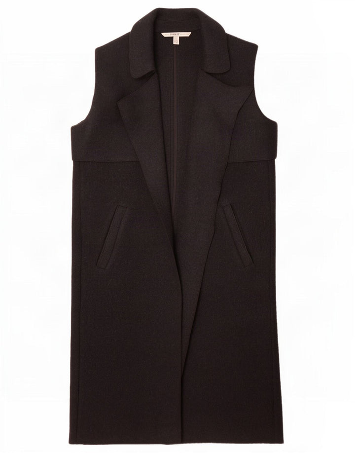 Zara Mujer Trafaluc Abrigo Abierto Sin Mangas UK 44 Mediano Lana Negra