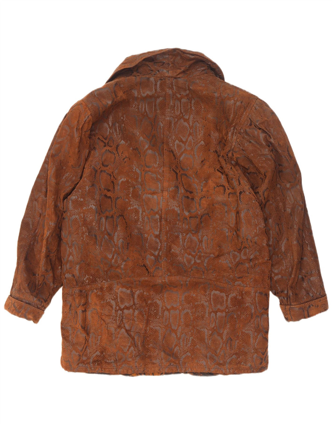 Abrigo vintage de ante para mujer IT 44 Cuero con estampado animal marrón medio