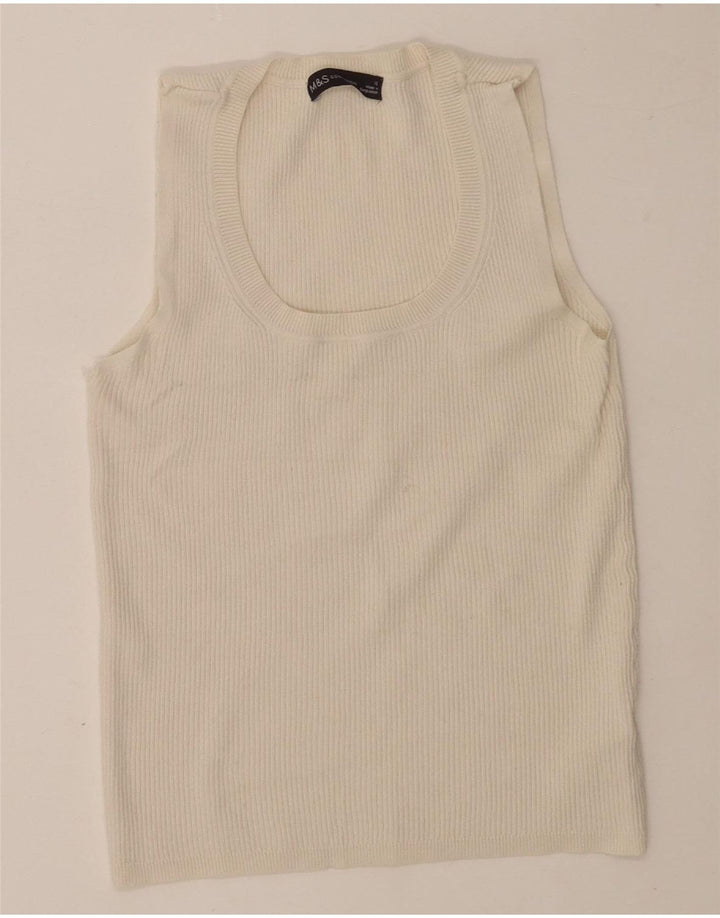 Marks & Spencer - Camiseta sin mangas para mujer, talla M, viscosa blanca