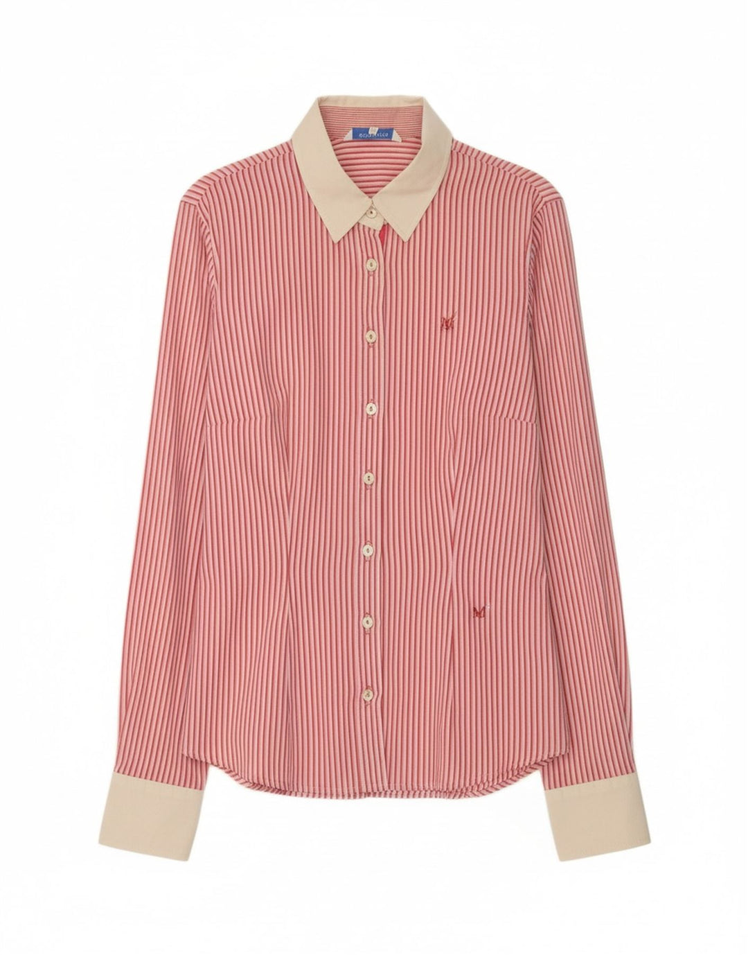 MARELLA Womens Shirt IT 44 Medium Pink Striped Cotton